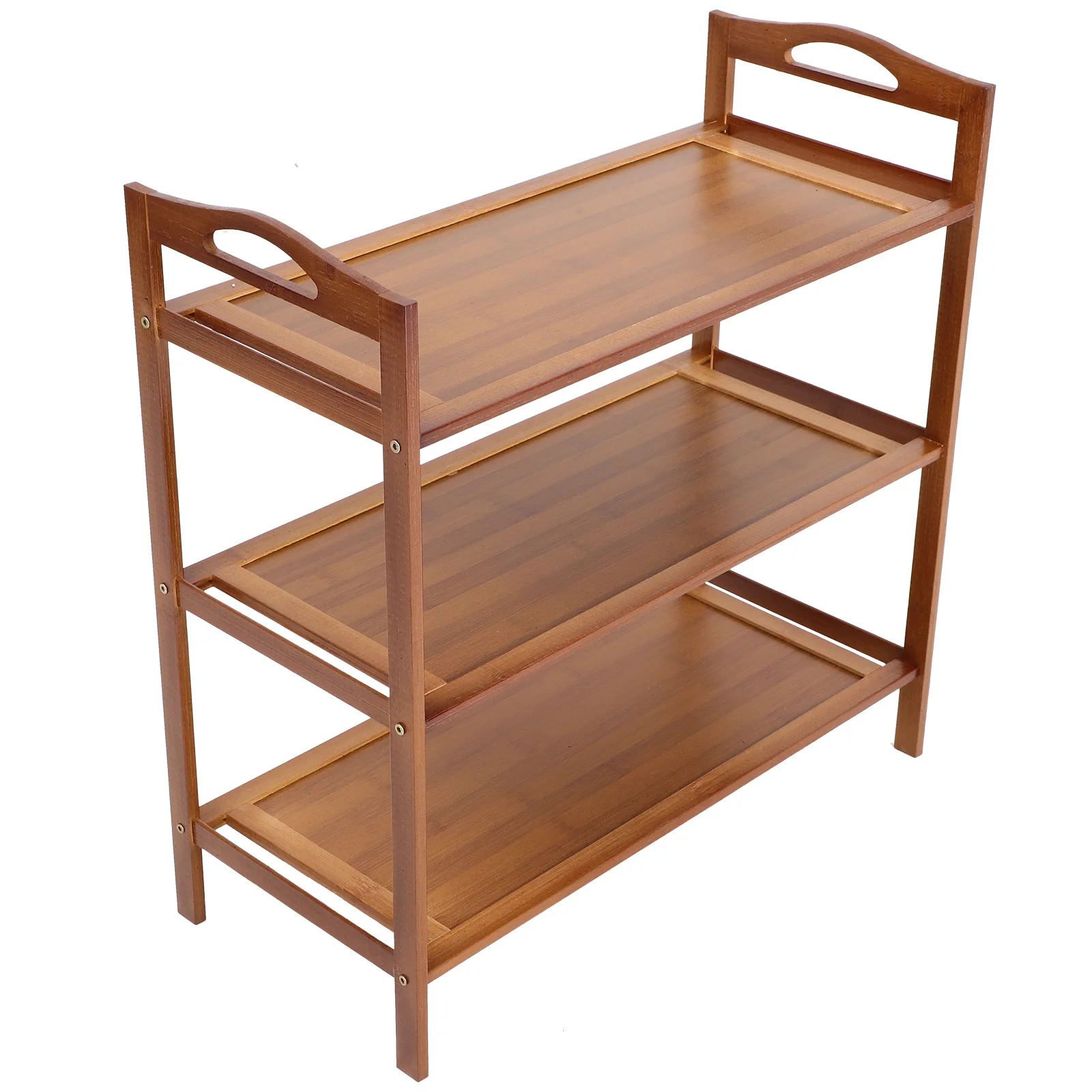 

Bamboo Shoe 3 Layers 50 Shoe Rack Shelf Long Tea Color Compact Storage Organizer Shelf For Closet Entryway Small Space