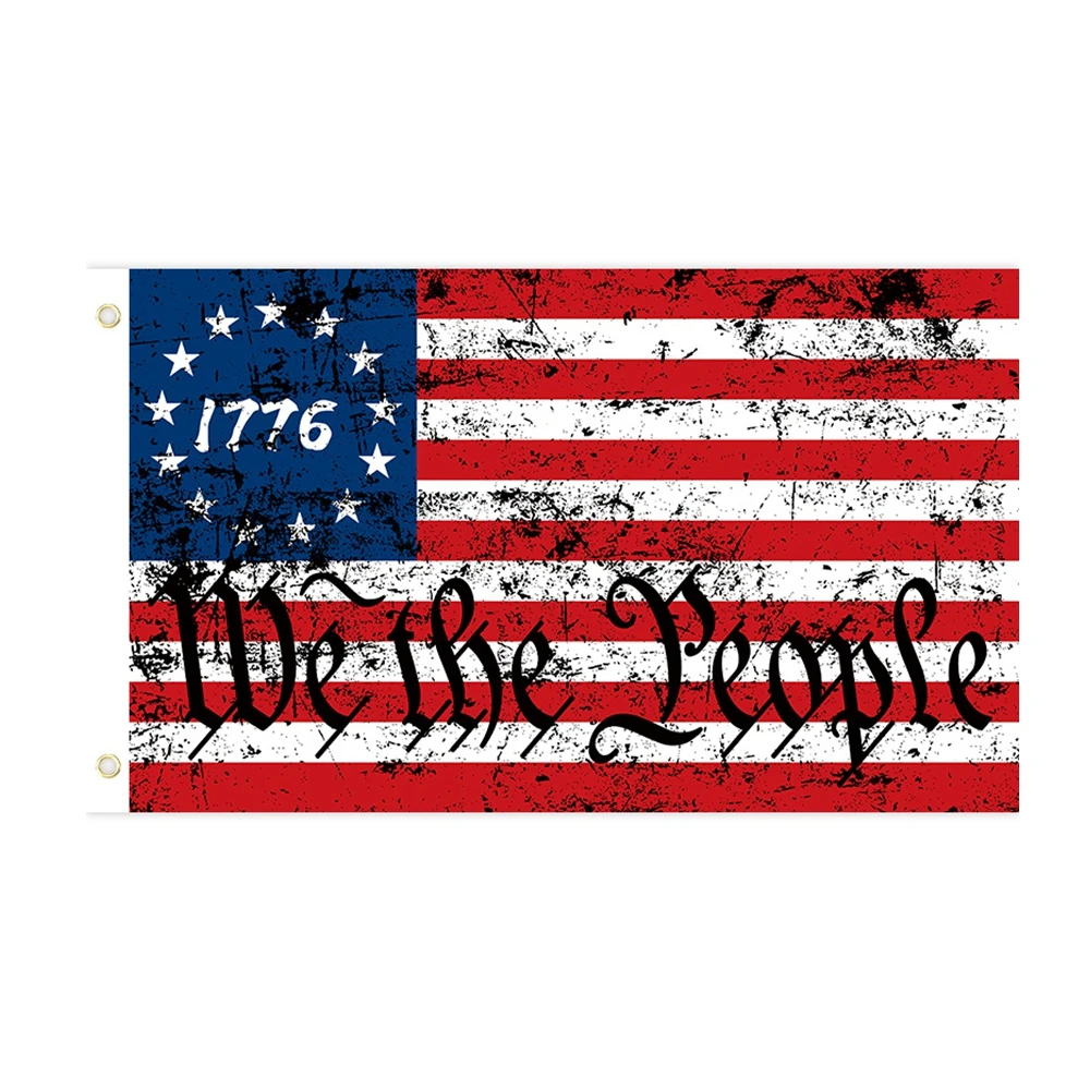 

1776 We The People Distressed American Flag 2x3ft 3x5ft - Betsy Ross Style Patriotic Banner for Indoor Outdoor Decor