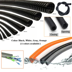 Black/White/Gray/Orange PP Insulated Corrugated Tube 7mm - 28mm Line Pipe Harness Wire Threading Plastic Wire Protection Sleeve