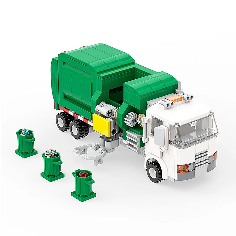 

MOC High-Tech Vehicle Series Garbage Car For Town Building Blocks Sanitation Transporter Truck Model Bricks Toy For Children Kid