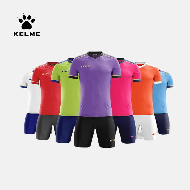 KELME Custom Men\'s Soccer Jersey Football Uniforms Summer Training Suits Original Team Jersey Short Sleeve Breathable 3871001