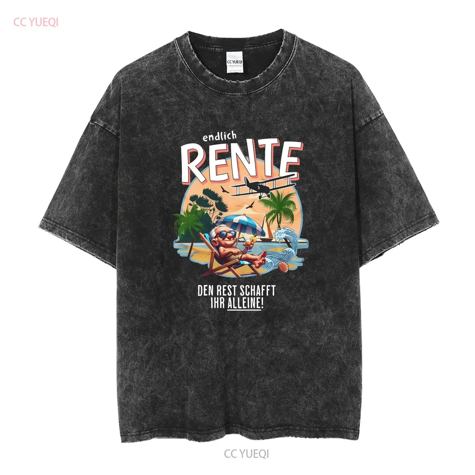 Geschenk für Rentner T Shirt Rente 2024 Spruch Strand Lustig Pension Ruhestand long or short sleeves vintage Washed