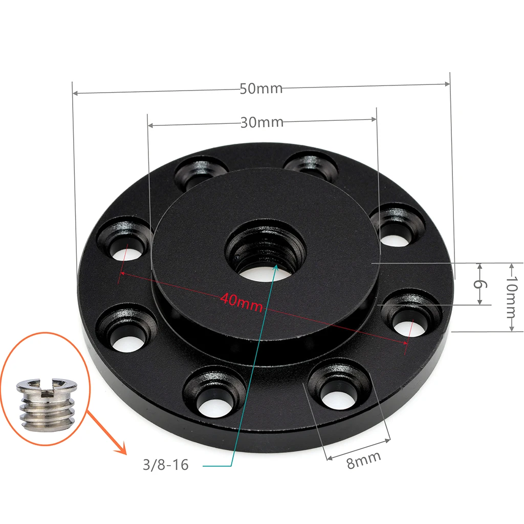 3/8" 1/4" Stativadapterhalter Wandhalter Klemmhalterung zum Anschluss von Kamera und Monitorlichtblitzbefestigung Außenplatte – Detail 14