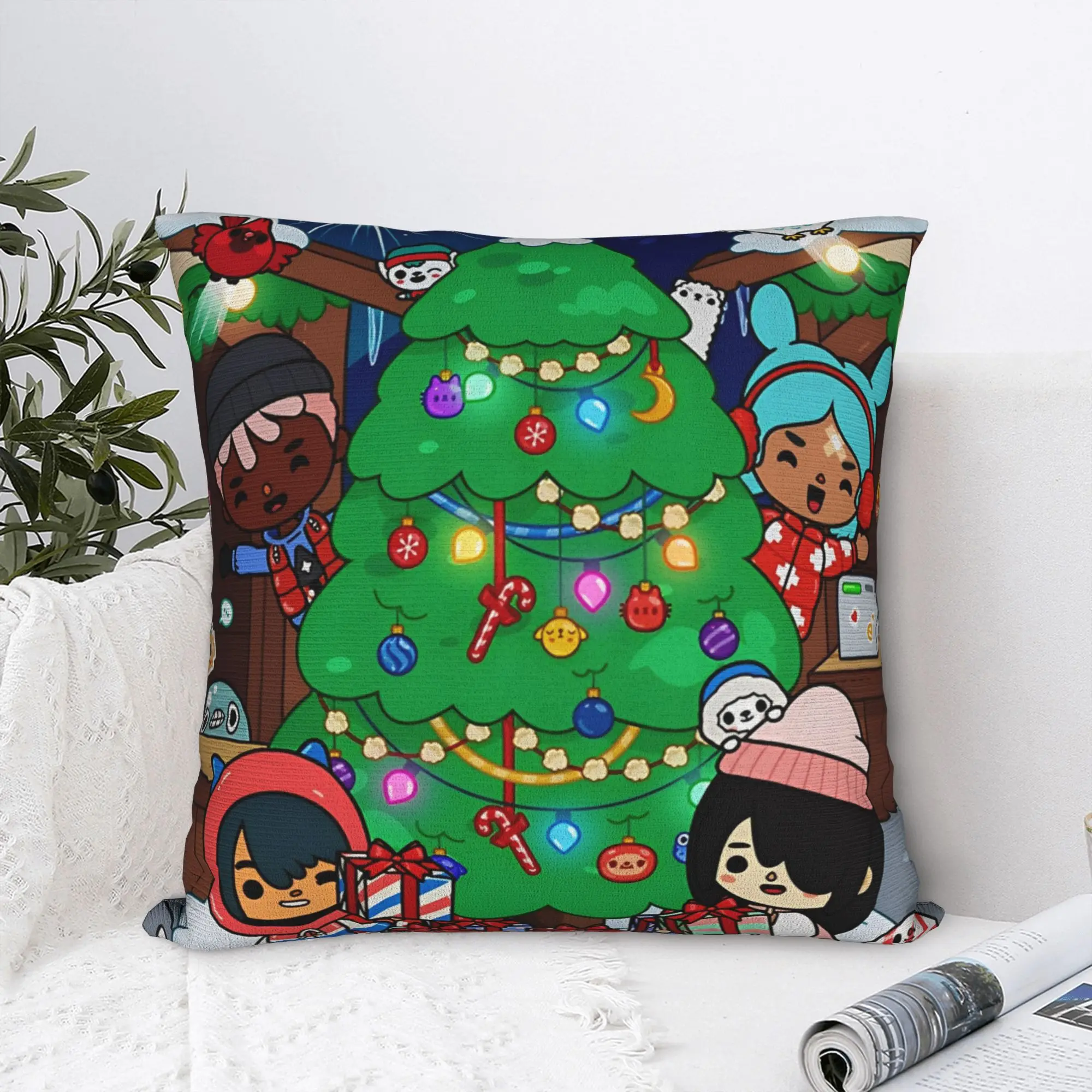 Soft Toca Life World Manage Christmas Pillowcase Polyester Cushion Cover Decorations BSG Game Cartoon Pillow Case Cover Zippered