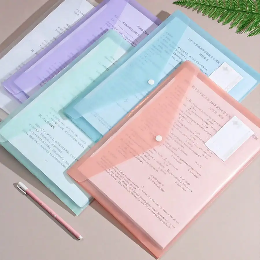 10/5 A4 Transparent Polypropylene File Folder, Slim Design, Easy To Carry, With Snap Closure, Durable And Waterproof Document Organizer, Available In Various Macaron Colors, Suitable For Student And Office Use, School Folder SS25090466155044910