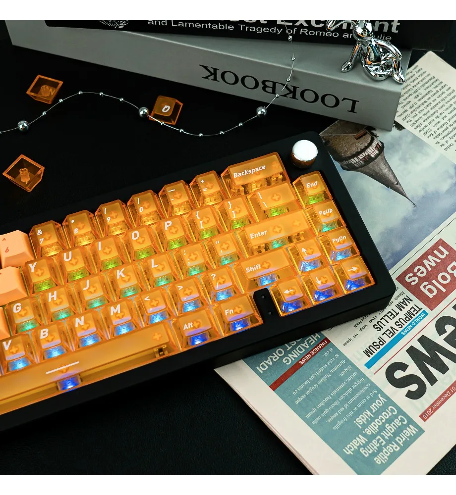 Keycap Personality Orange gradual change keycaps transparent PC pad printing PBT hot sublimation original keycaps