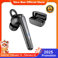 New Bee Bluetooth 5.0 Wireless Headset with Dual Mic CVC8.0 Mute Button Single Business Earbuds Handsfree Driving Headphones