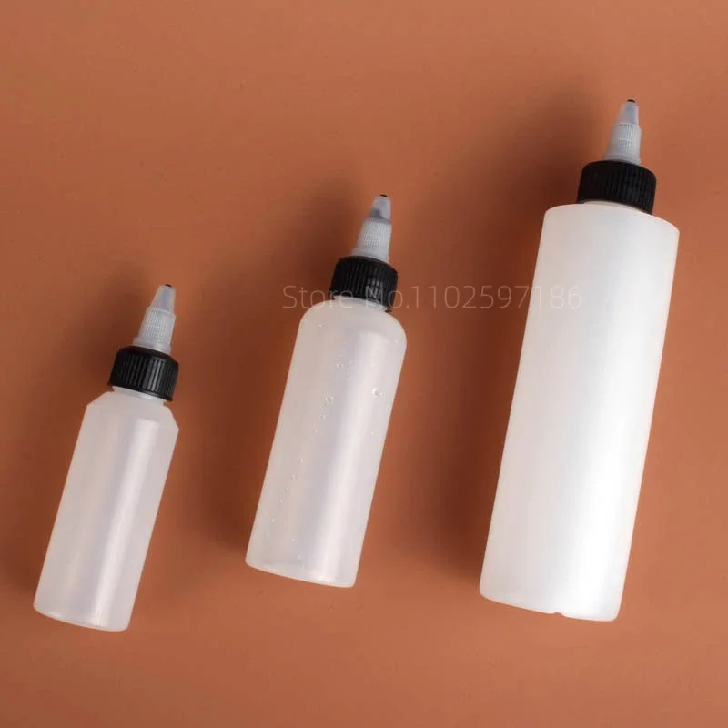 10-200ml Pointed Bottle Empty Glue Water Sand Painting Ink Plastic Gel Cap Tattoo Color Material Squeezed Semi Clear Extruded