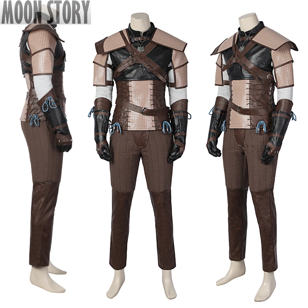 Game Witcher 3 Cosplay Costume Wild Hunt Geralt of Rivia Adult Man Hero Suit Leather Jacket Coat Halloween