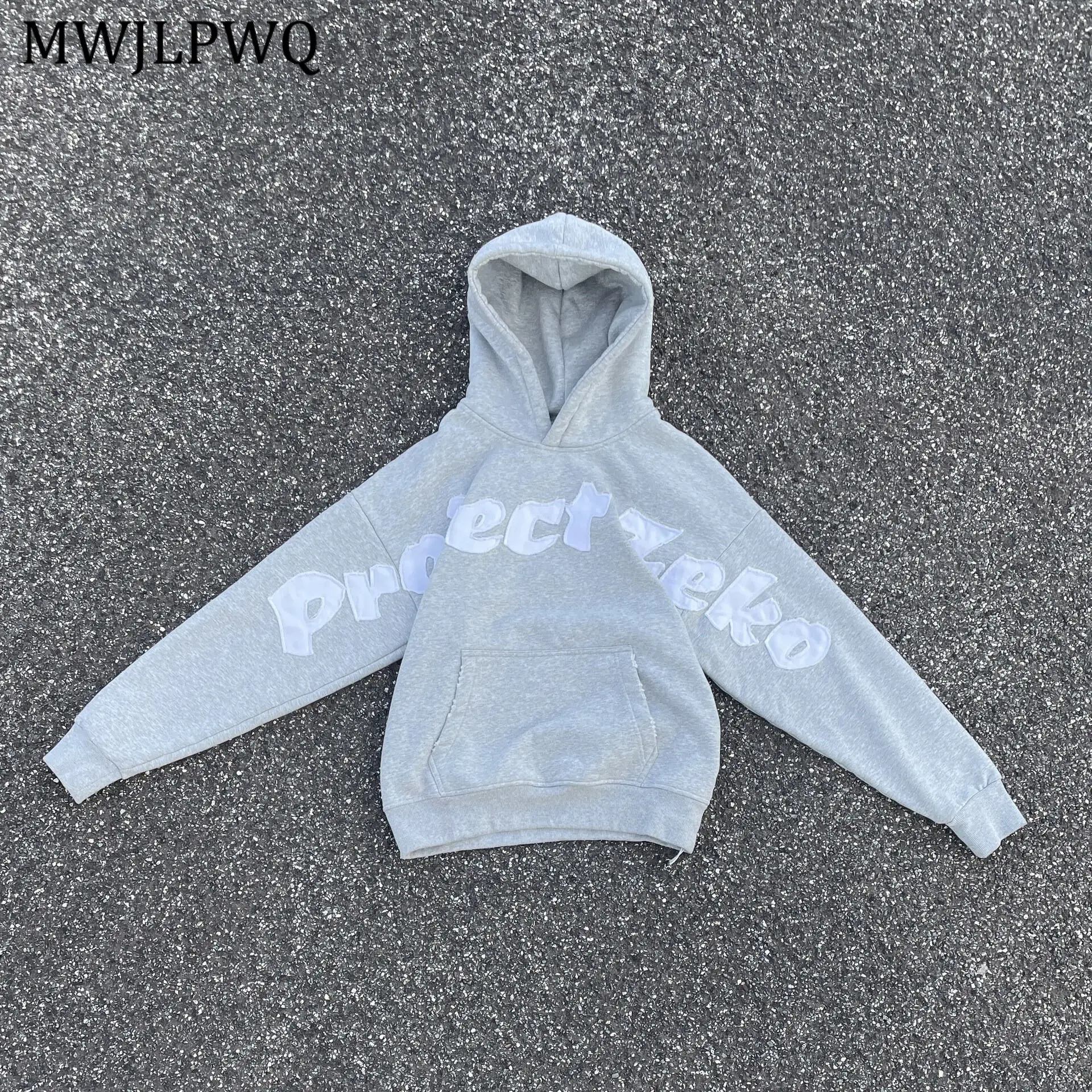 

MWJLPWQ Ins Style Autumn New Embroidered Niched Design Hooded Cardigan Sweatshirt High Printed Zipper Loose Unisex Jacket 011004