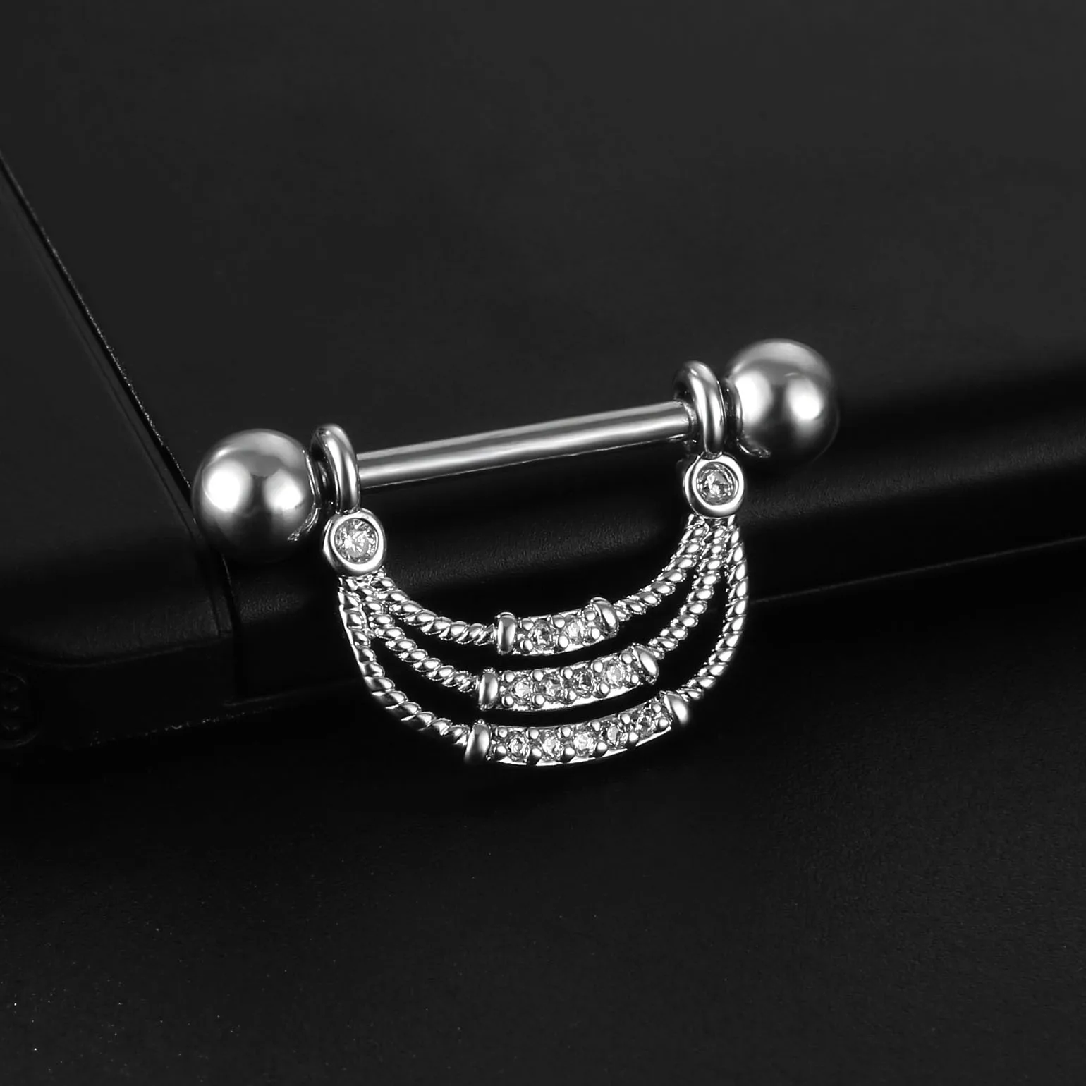 Sexy Nipple Ring Stainless Steel Zircon U Shape Barbell Nipple Studs Piercing Helix Piercing Body Papillary nail Jewelry