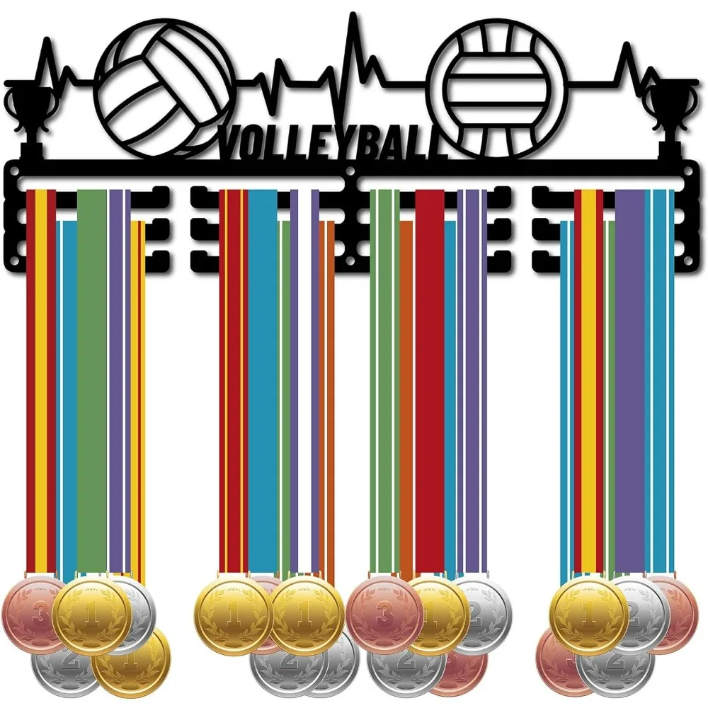Cintre pour médailles de volley-ball, présentoir pour médailles, cadre de sport suspendu en métal pour athlètes, décoration murale en fer pour plus de 60 médailles