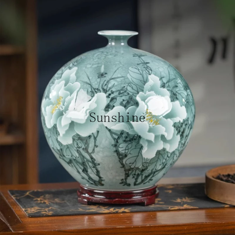 Ceramic vase hand-painted pomegranate Chinese living room Bogu rack home decoration ornament