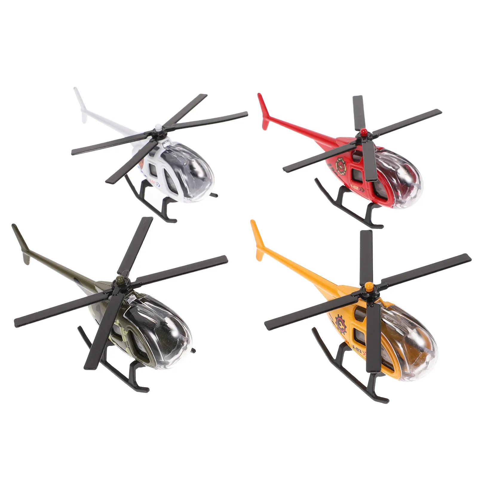 

4Pcs Simulation Helicopter Airplane Decoration Premium Metal Plane Adorn Home Office Tabletop Decor Kids Room Gift Collection
