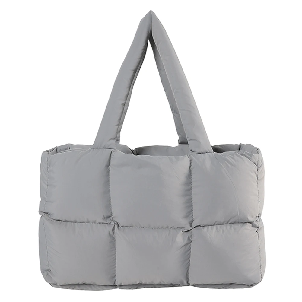 

Women Aesthetic Puffy Bags Solid Color Quilted Single Shoulder Bag Large Capacity Soft Cloud Tote Bag Casual Tote Bag