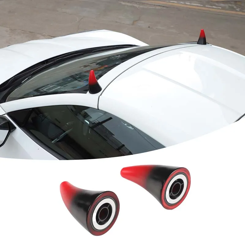 

For Corvette C8 2020-2025 Automotive Car Roof Ox Horn Three-Dimensional Decoration PVC Red and Black Car Accessories