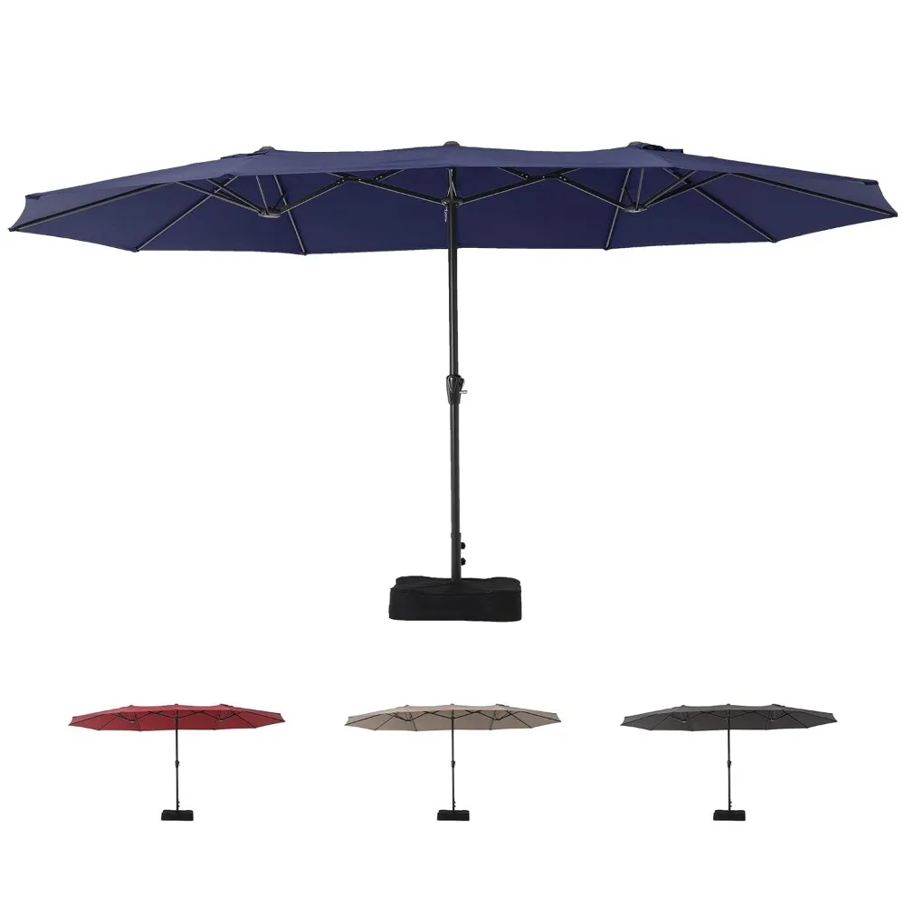 

15FTx9FT Large Patio Umbrellas, Patio Double-Sided Umbrella With Base and Crank, Outdoor Rectangle Market Umbrella, Customized