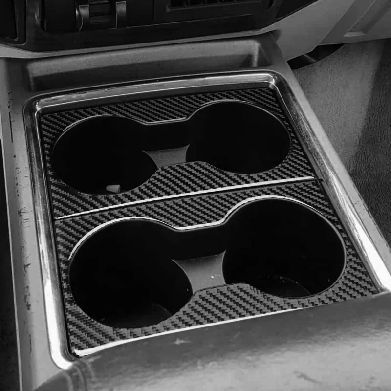 For Ford F650 750 11-13 F250 350 F450 550 08-16 Carbon Fiber Cup Holder Panel Trim Frame Mats Coasters Car Interior Accessories