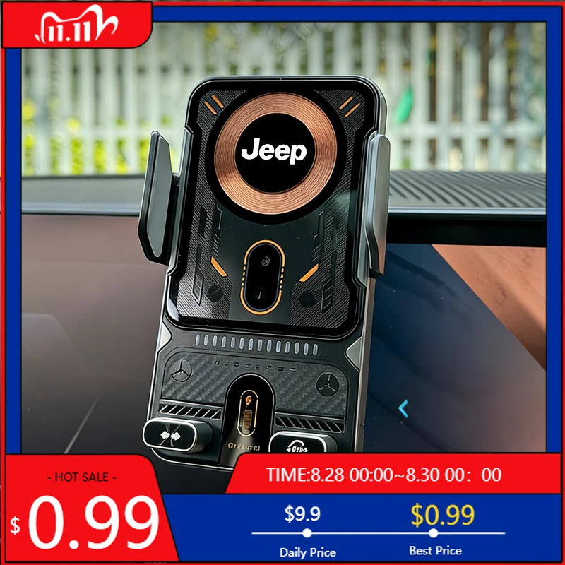 

Подстаканники Автомобильный телефон Беспроводное зарядное устройство Держатель 360° ° Вращающееся крепление для Jeep Renegade Wagoneer Avenger Recon Wrangler JK Gladiator