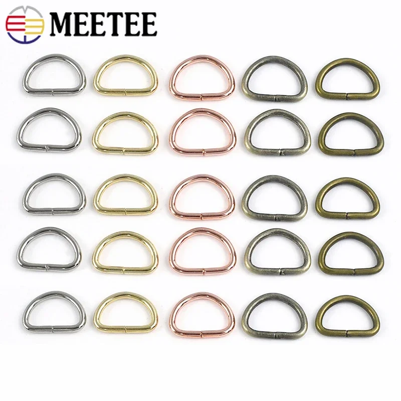 Çanta halkaları için 100-300 adet 10mm Metal D halka tokaları çanta askısı kemer toka döngü bağlamak köpek tasması karabina aksesuarları ayarlamak