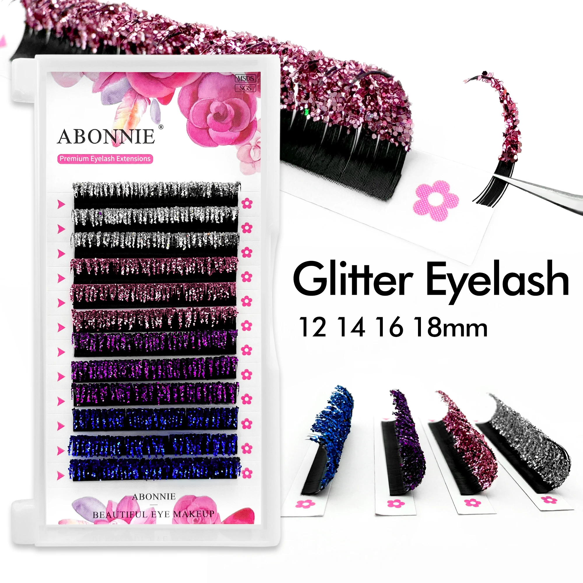 ABONNIE For Christmas Colorful Individual Lashes Volume Colors Glitter Eyelash Extensions Fashion Shiny Colorful False Lashes