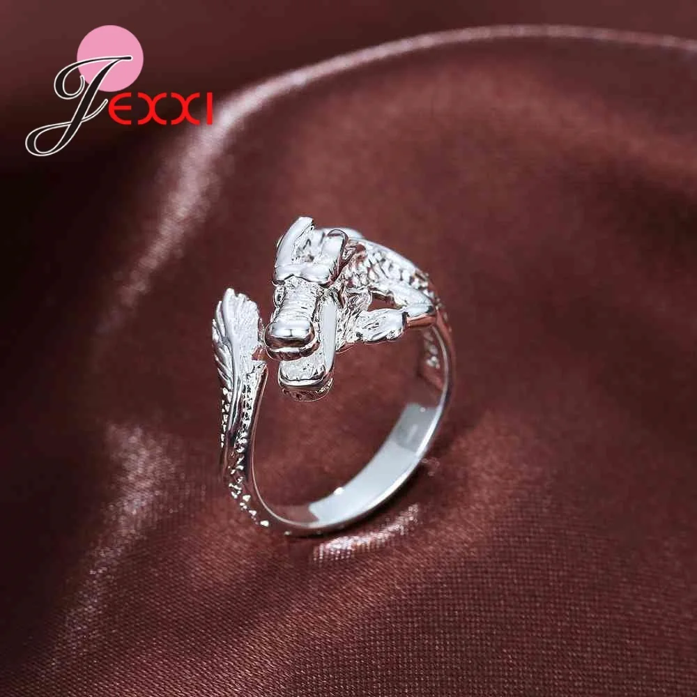 Unique Dragon Adjustable 925 Sterling Silver Rings For Man Lovers Ring For Women Animal Design Fashion Party Accessory New