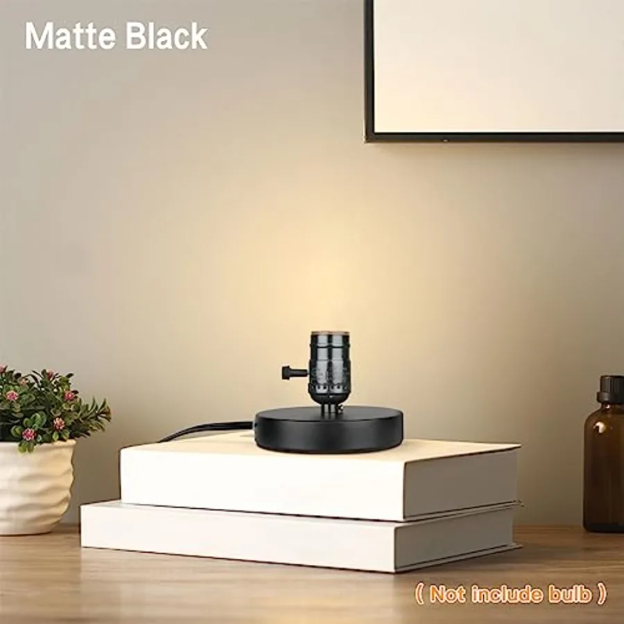 Vintage Table Lamp Base Only Without Shade, Mini Basic Edison Exposed Light Bulb Stand, E26 E27 Short Edison Desk Lamps for Sma