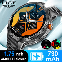 LIGE New 3ATM Waterproof Smart Watch Men 730mAh Extra Large Battery AMOLED HD Display Outdoor Professional Sports Smartwatch Men