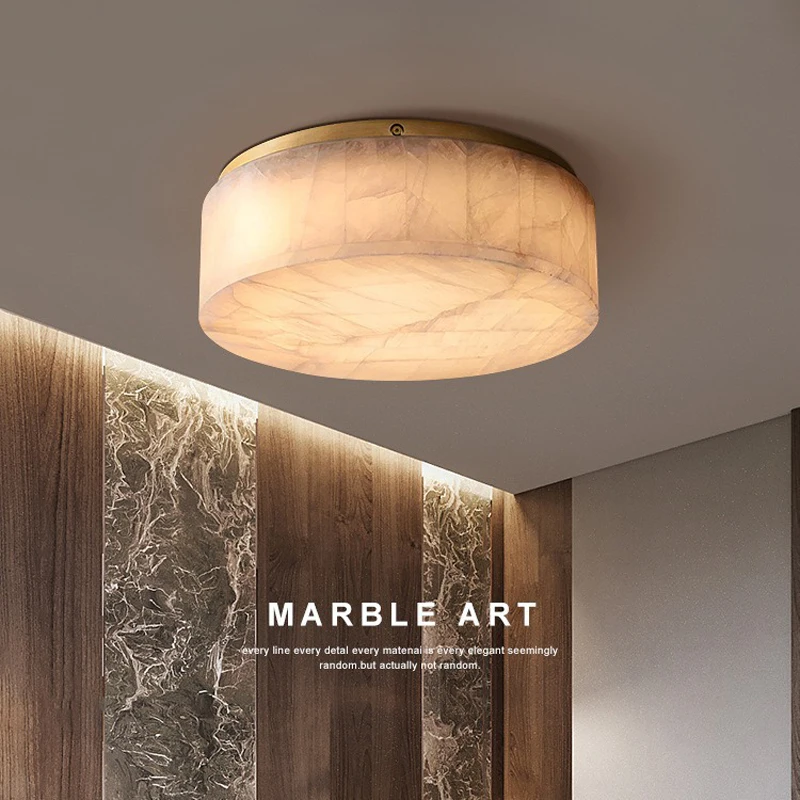 

AiPaiTe Spanish marble ceiling lamp Gold/Black copper Round/Square bedroom light living room corridor Light fixture Home decor
