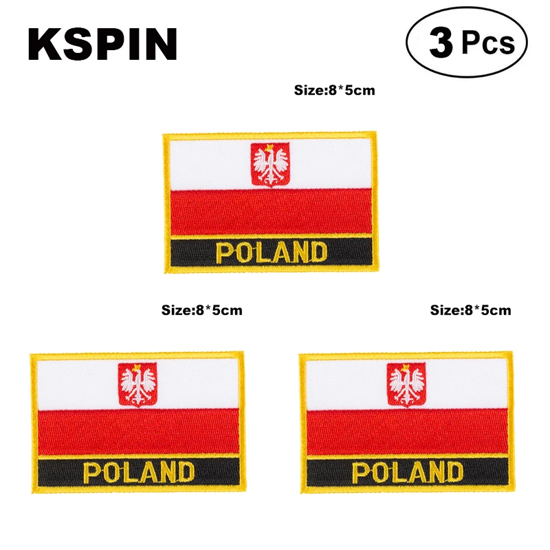 Poland Rectangular Shape Flag patches embroidered flag patches national flag patches for clothing DIY Decoration