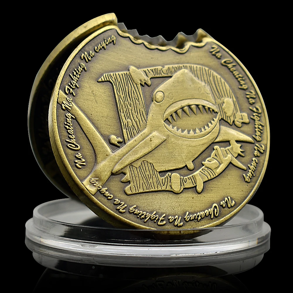 Big White Shark Commemorative Coin Metal Medal Na Cheating Na Fighting Na Crying Challenge Coin Holiday Gift