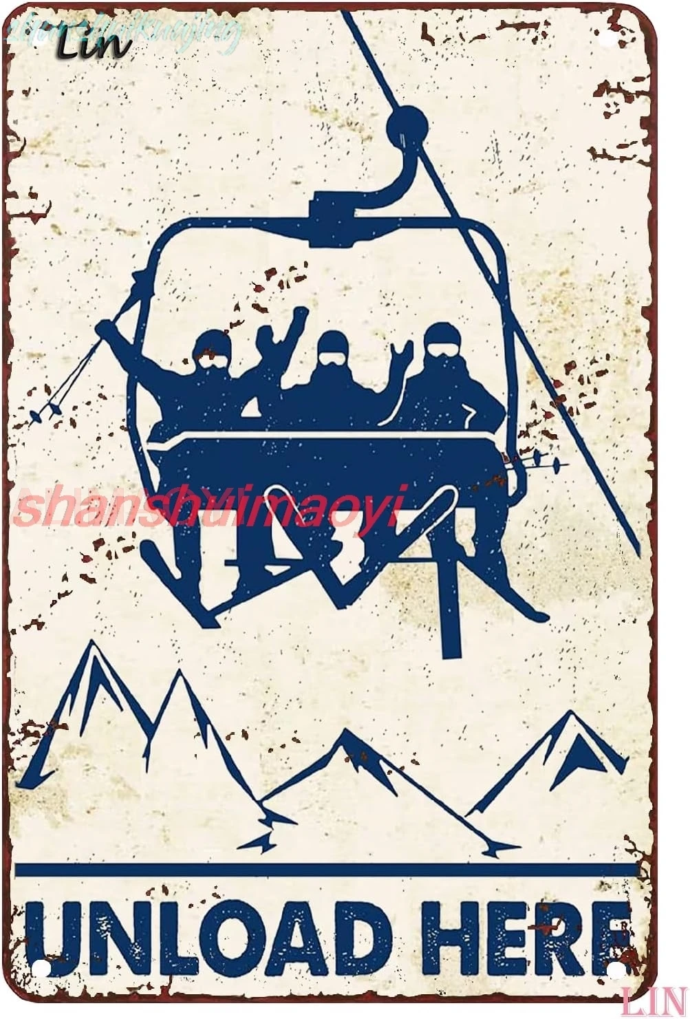 Ski Metal Tin Sign Vintage Ski Signs Retro Skiing Funny Unload Here Skiing Posters for Bedroom Metal Sign Vintage Home Deco FGDD