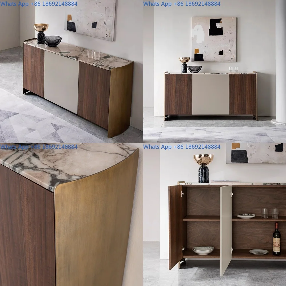 

Italian Style Luxury Marble Sideboard for Living Room or Entrance Modern Minimalist Storage Cabinet Decorative Console Table