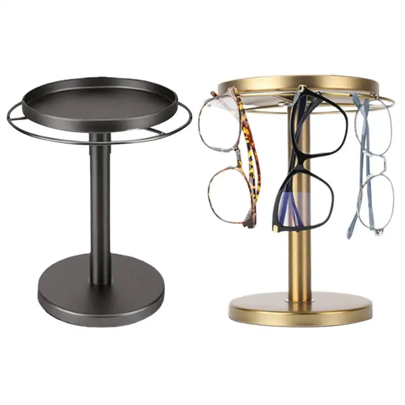 

360 Rotating Sunglass Display Rack Stainless Steel Sunglasses Holder with Tray Multiple Glasses Display Stand Storage