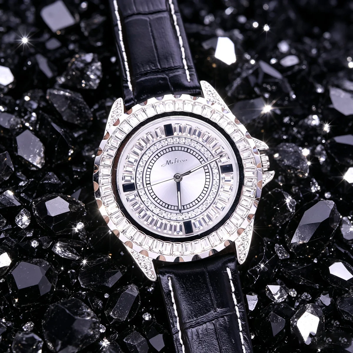 SALE! Discount Melissa Crystal Lady Women's Watch Multifuctions Japan Mov't Fashion Hours Bracelet Real Leather Girl's Gift Box