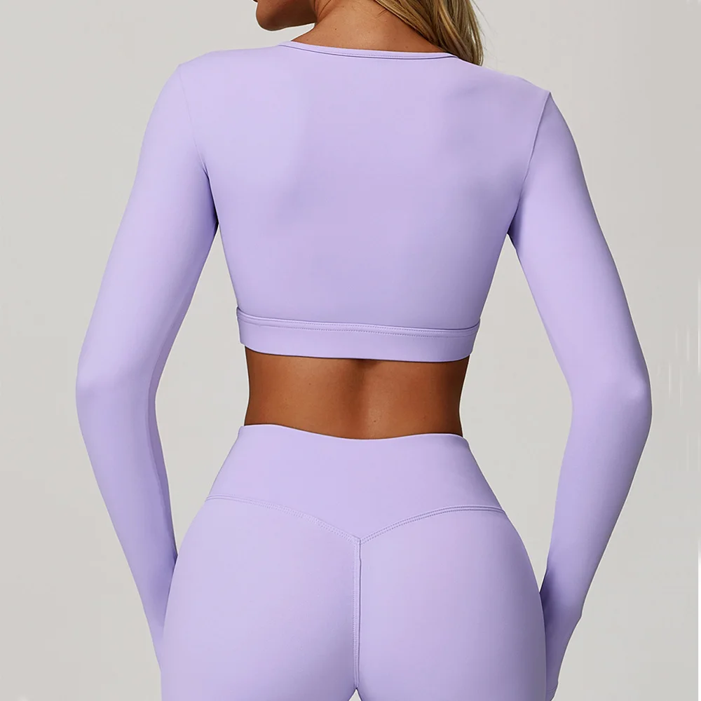 Hollow Out Long Sleeve T-Shirt Yoga Shirts Push Up Sport Top Crop Top Gym Clothes Wear for Women Femme Running Athletic Wear