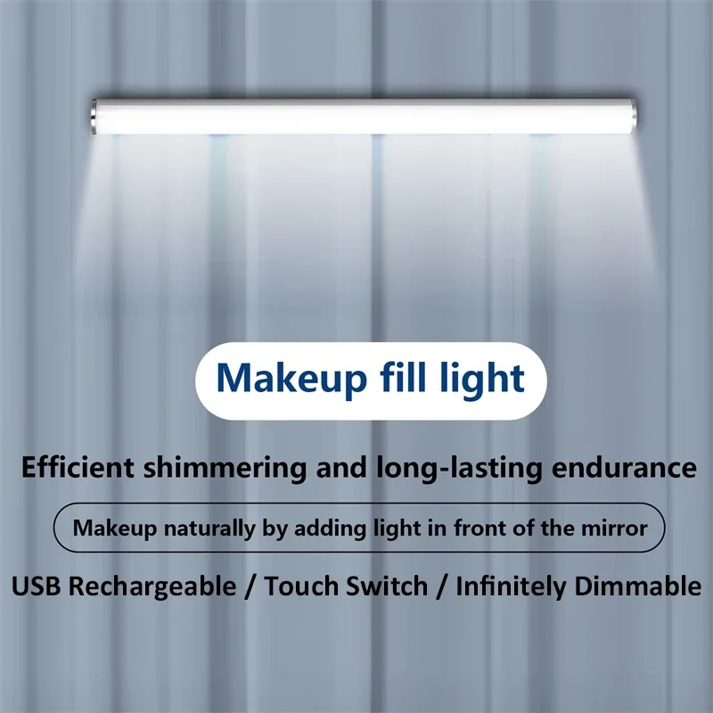 Makeup Mirror Light LED Vanity Lights Touch Dimming Dressing Table Lamp USB Rechargeable LED Tube DC 5V Make Up Mirror Wall Lamp