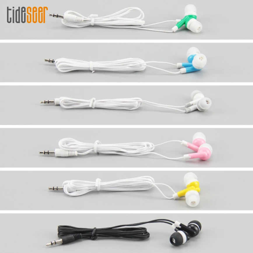 

200pcs Colorful Wired Earphones Disposable In Ear Earbuds 3.5mm Plug Stereo Earphone for Bus School Library Museum Concert