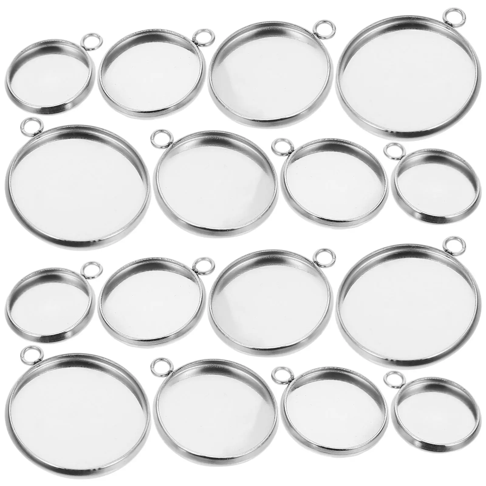 

80Pcs DIY Pendant Trays Bezel Blanks 10mm 12mm 14mm 16mm Stainless Steel Settings Jewelry Making Crafts Accessories