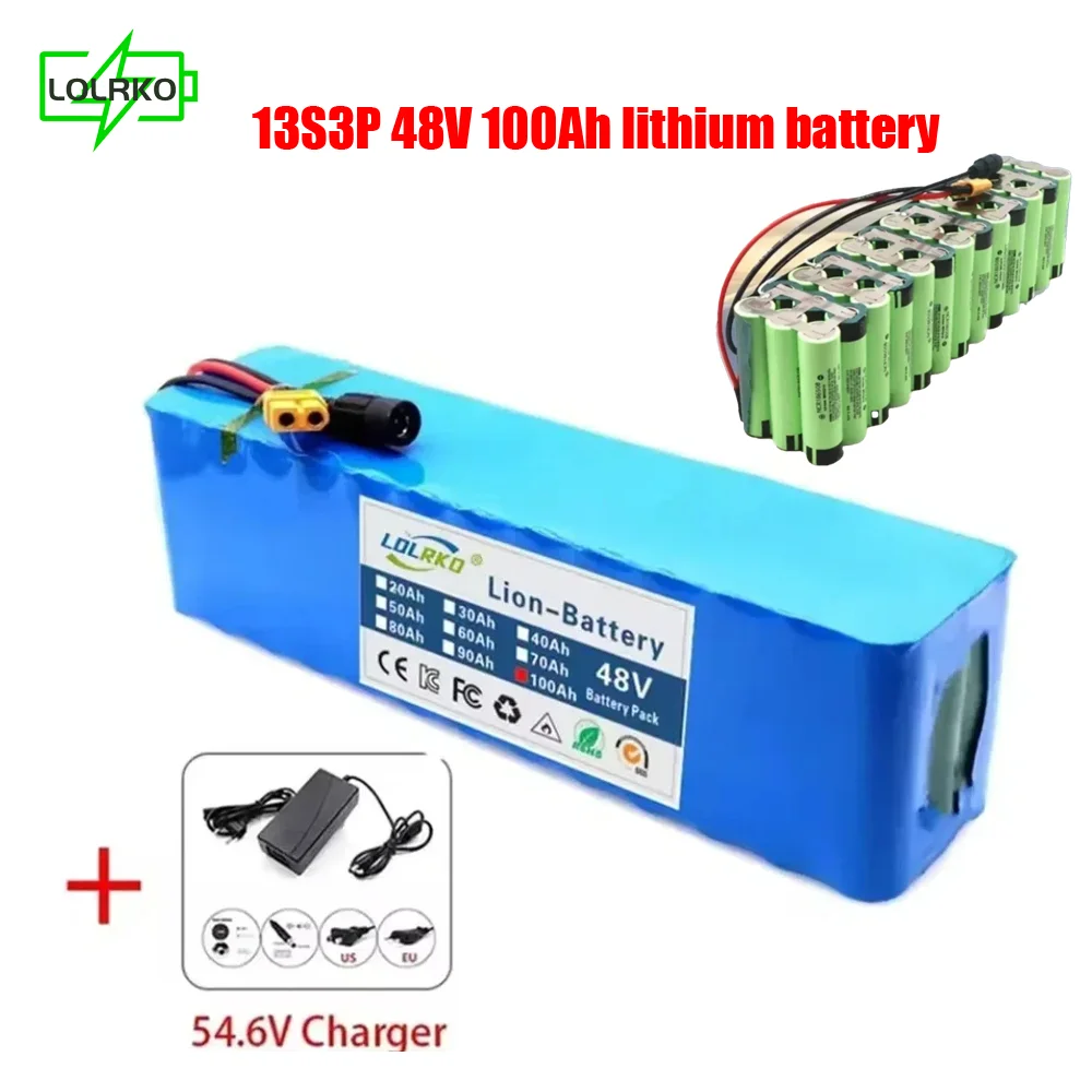 

The New 48V 20AH 20000W 13S3P DC/T 20AH 18650 Lithium-ion Battery Pack Is Equipped with A 54.6V Charger.