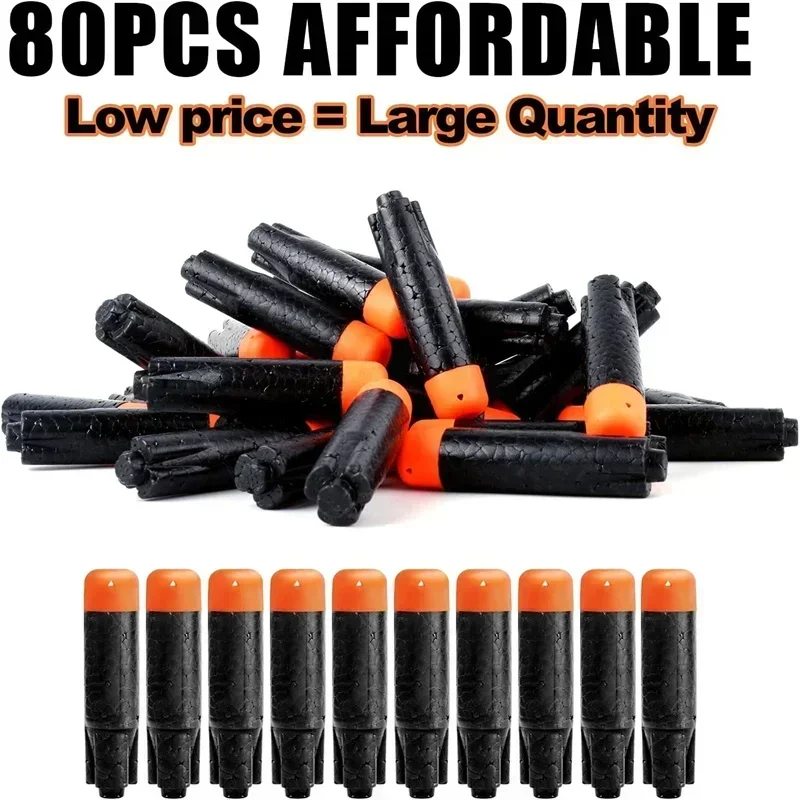 W80PCS New Black Bullets For Ultra Toy Guns Refill Pack The Ultimate In Darts Sniper Game Compatible Only Ultra Blaster