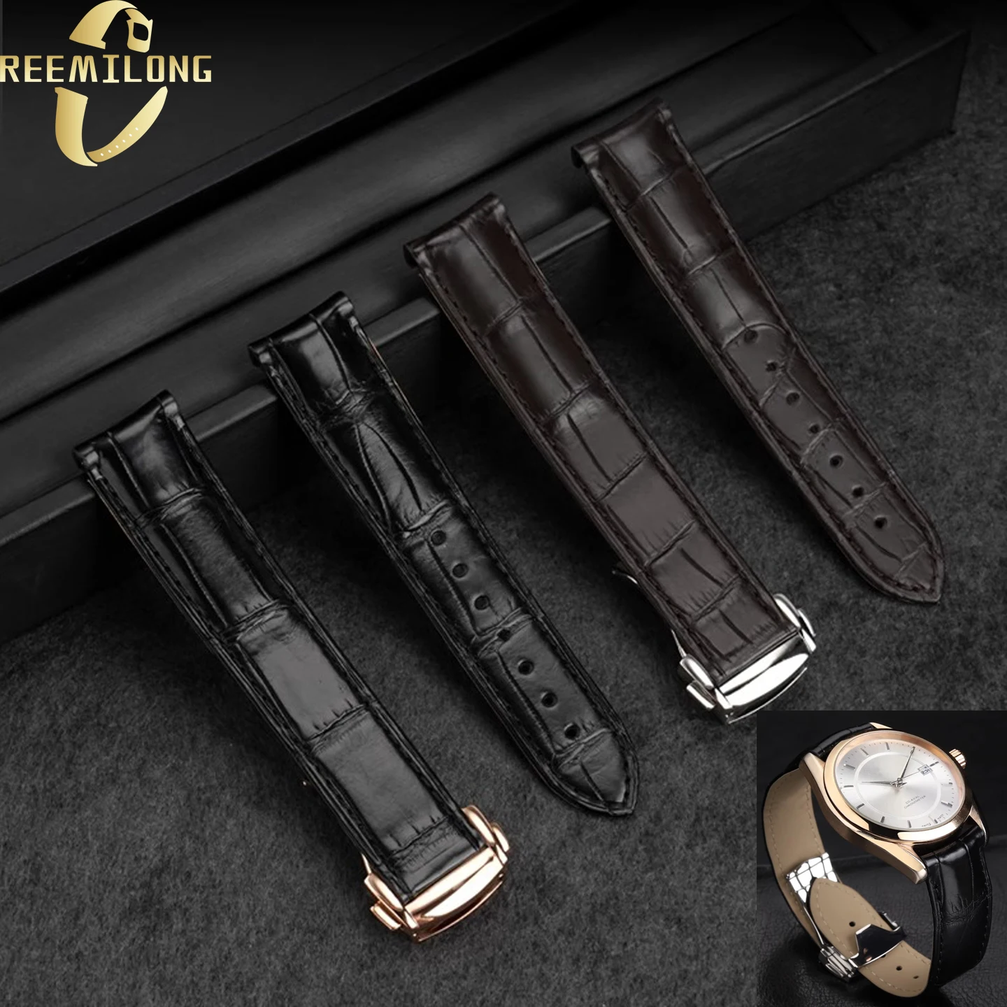 

20 21mm Crocodile skin Watch Strap For Omega Watch Speed Seamaster series folding buackle Watchband Genuine Alligator Bracelet