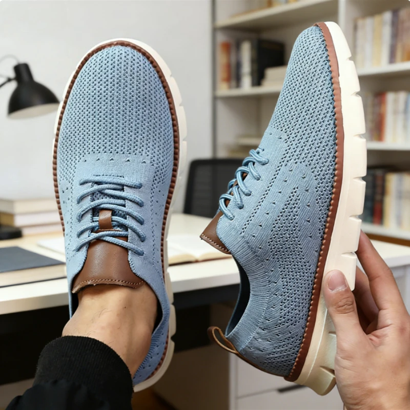 

Men Stylish Soft Causal Shoes Breathable Casual Knitted Flats Lightweight Sneakers Cushioning Non-slip Outdoor Walking Shoes Men