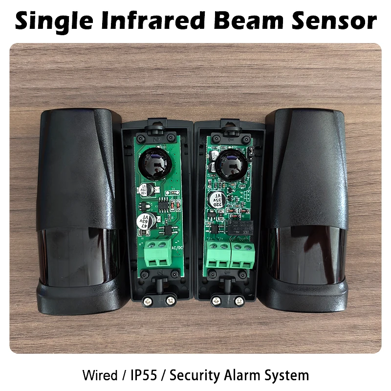 Wired Infrared Beam Detector for Home Security, IP55 Outdoor Intrusion Alarm System, 15m Range,Perimeter Protection ,IR Barrier
