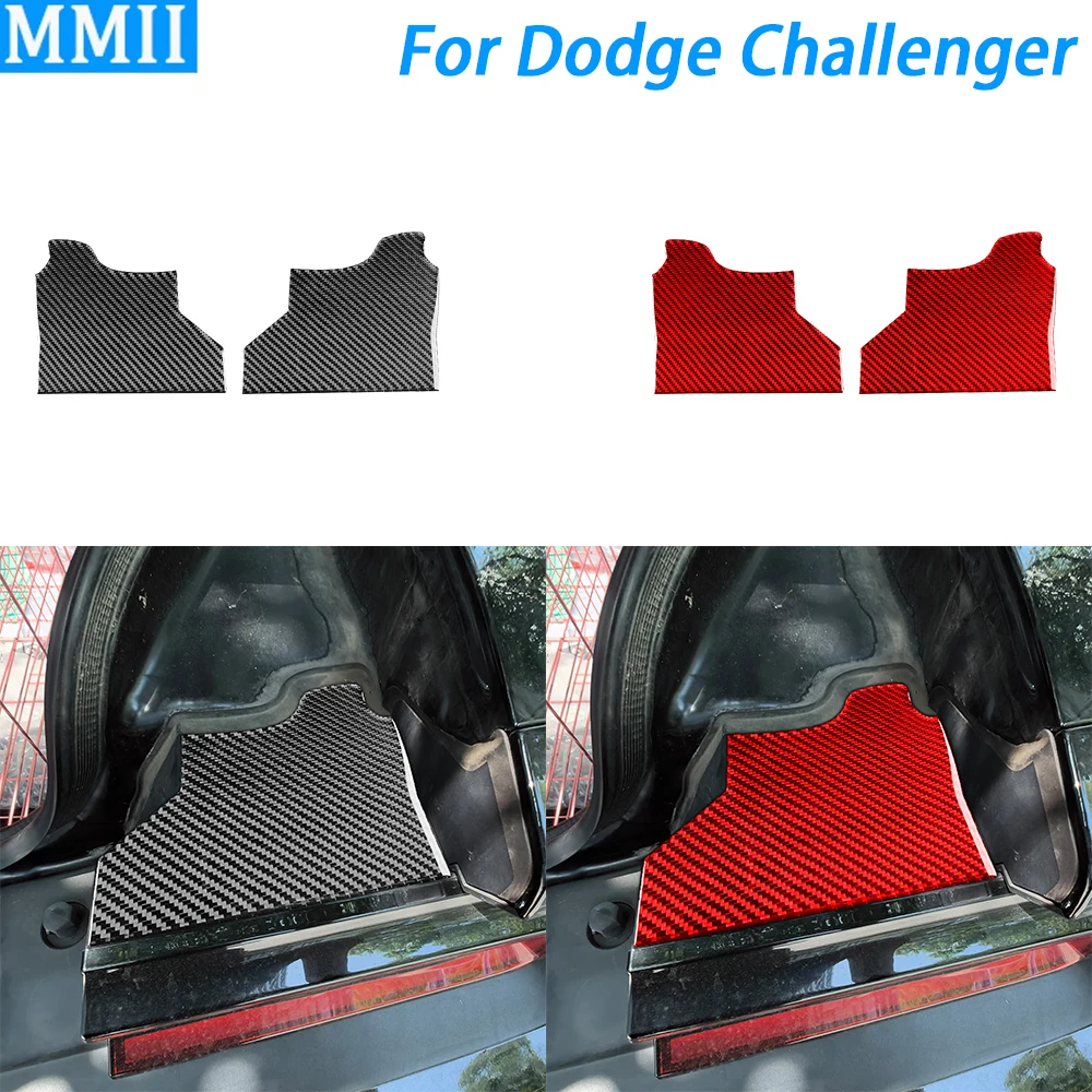 For Dodge Challenger 2015-2022 Carbon Fiber Rear Trunk Inner Both Side Panel Decorative Cover Car Decoration Accessories Sticker