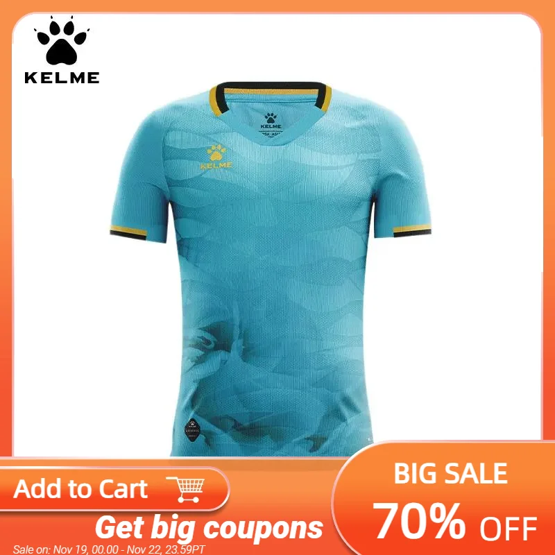 Kelme Soccer Short Sleeve Men Training Shirt New V-neck Football Top Running Sports Basketball Breathable Quick Drying T-shirt