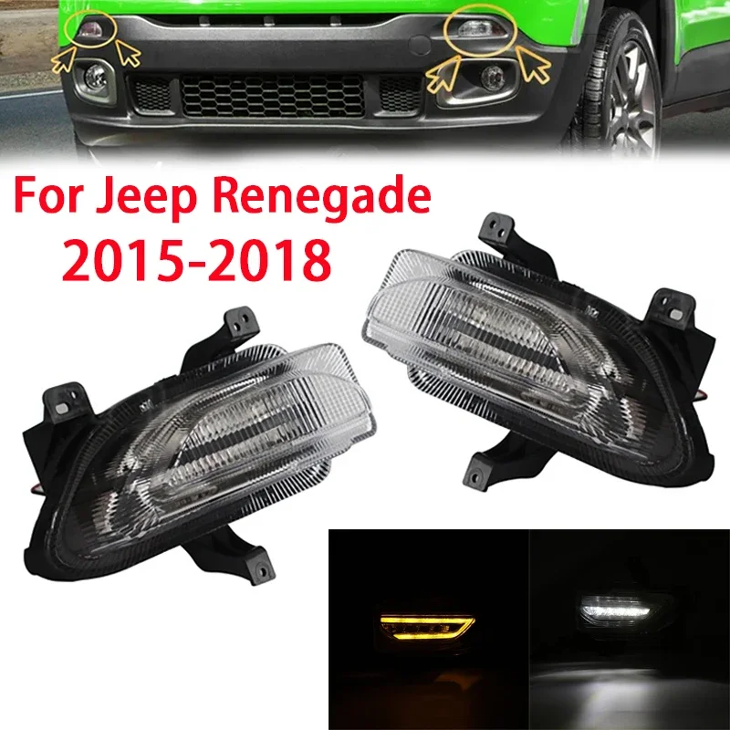 1pair Car Front Bumper LED Daytime Running Lights for Jeep Renegade 2015-2018