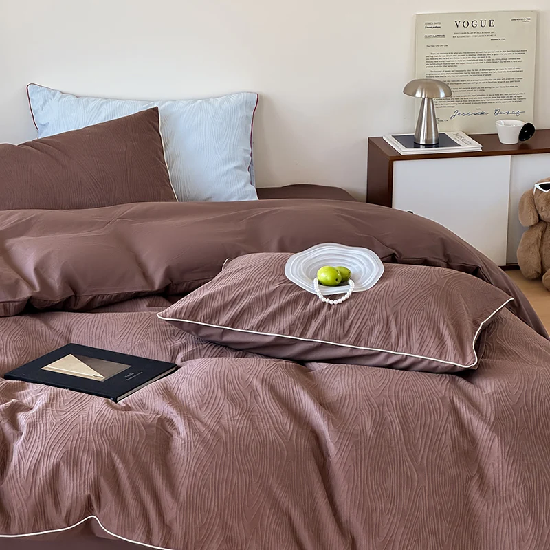 2026 New Bedding Set, High-quality 100% Cotton Combed, Jacquard Yarndyed Duvet Cover Set, King Queen Size for Home Bedroom Decor