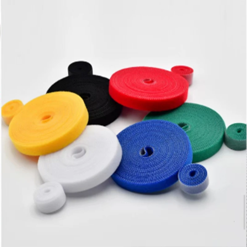 5m Self Adhesive Buckle Reusable Fastening Tape Cable Ties Double-Sided Shackle Cable Management Tape