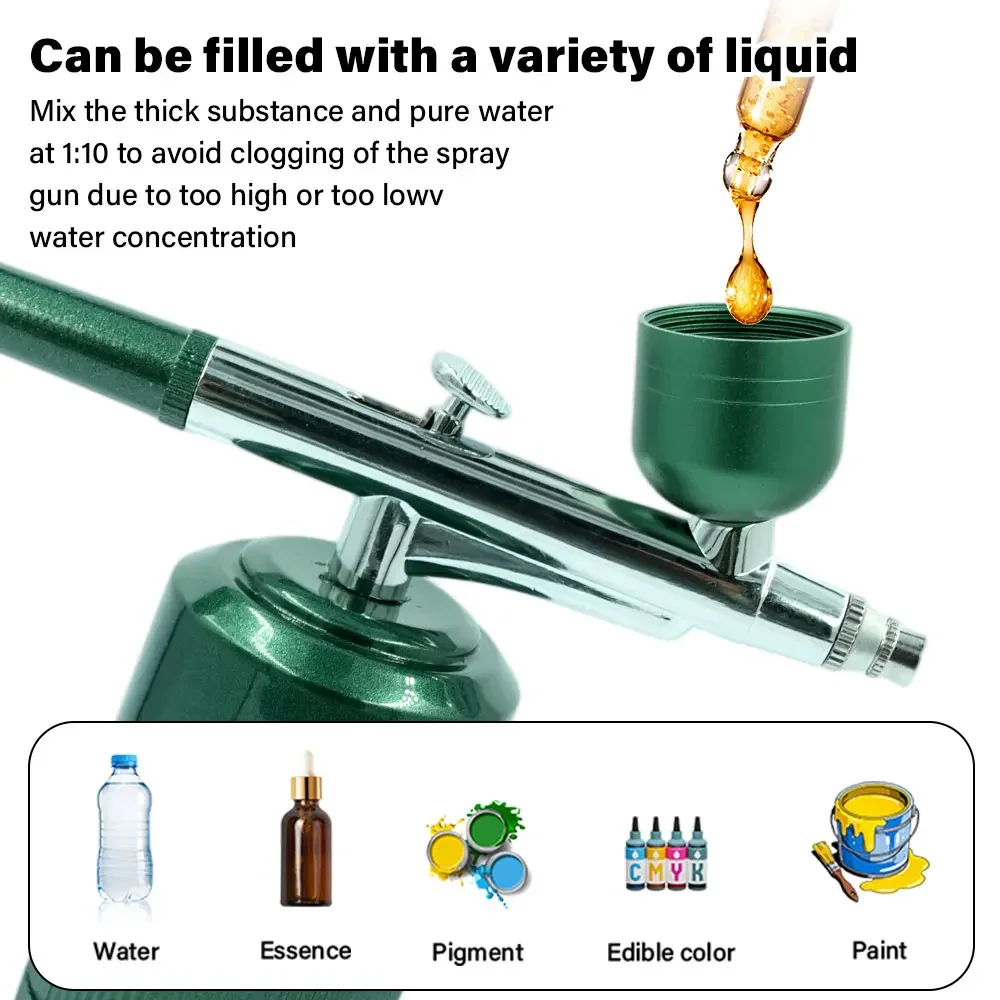 

High Pressure Nano Oxygen Injector Airbrush Compressor Kit Portable Sprayer for Nail Art Tattoo Cake Decorating